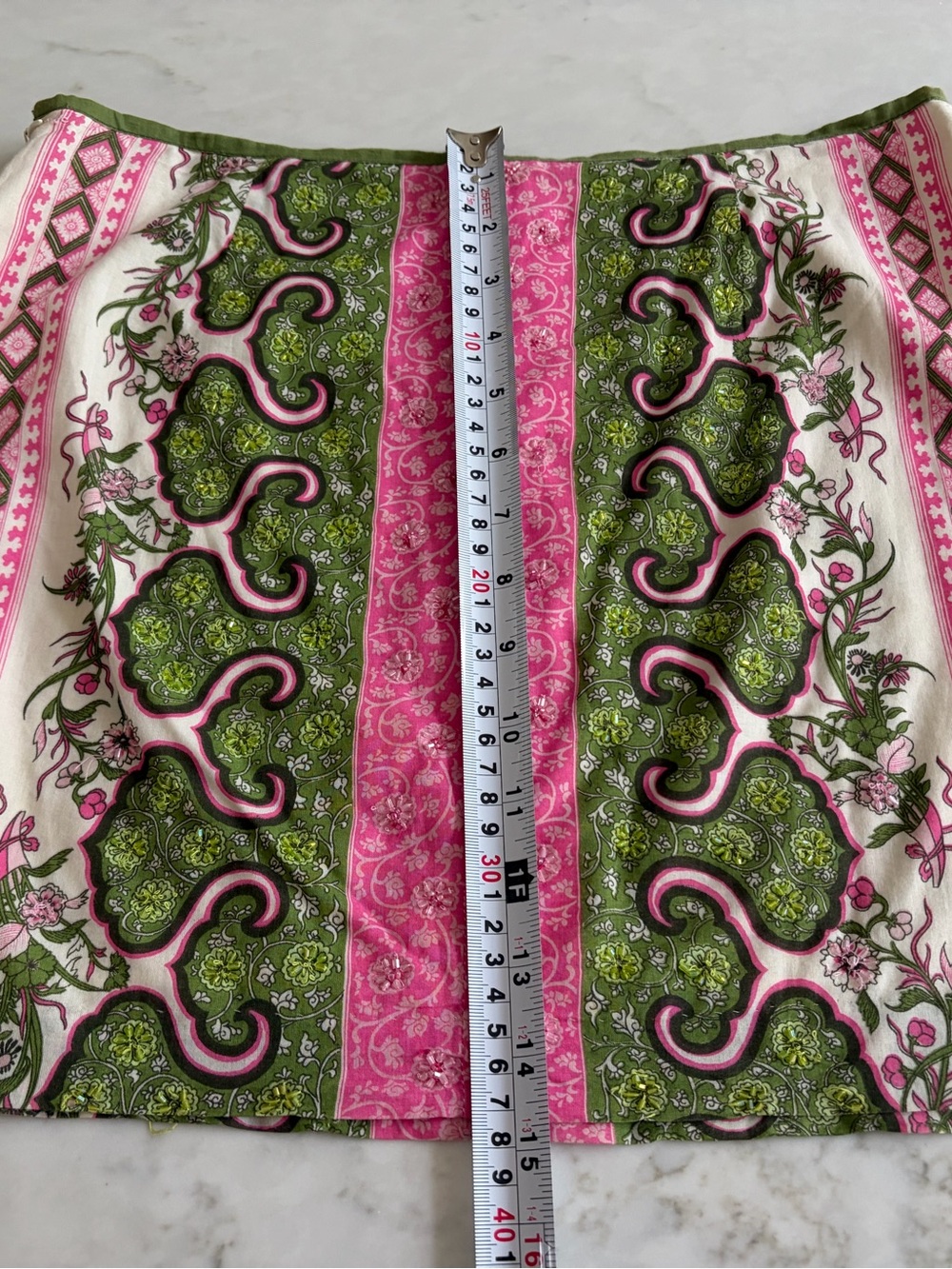 Vibrant Pink & Green Patterned Mini Skirt